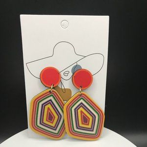 NWT Spiral Pattern Colorful Dangle Earrings Set Retro Bohemian Style